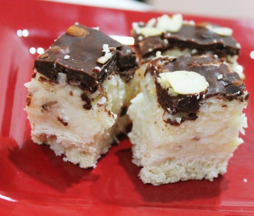 almond joy bars plated
