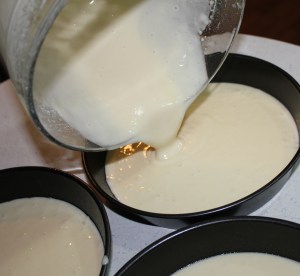 coconut cake pour in pans