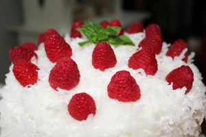 Add raspberries on top.