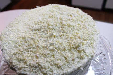 Then liberally sprinkle on top of the cake.