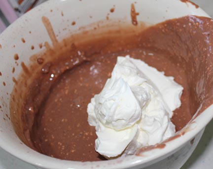 Fold half the whipping cream into the remainder of the pudding mixture. 