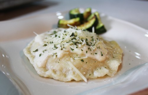 ravioli plated