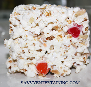 Popcorn cake plated