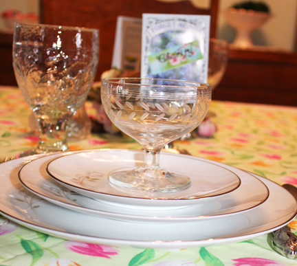 I hauled out a set of antique Noritake china and some sherbert cups I found in an antique store when Captain Cavedweller and I were living in newly married poverty.