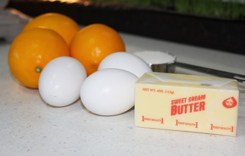 Next, make the lemon curd. Here are the ingredients.