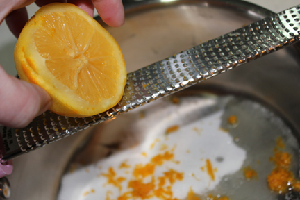 Zest half a lemon with a microplane. I'm lazy and did mine right in the pan.