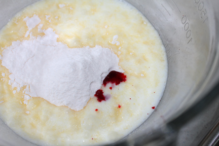 Mix up pudding. I added a little food color to make it pink.