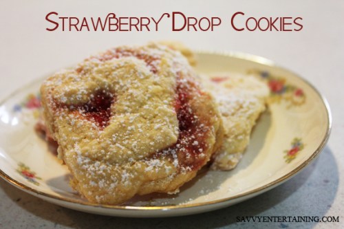 strawberry drop cookies plated