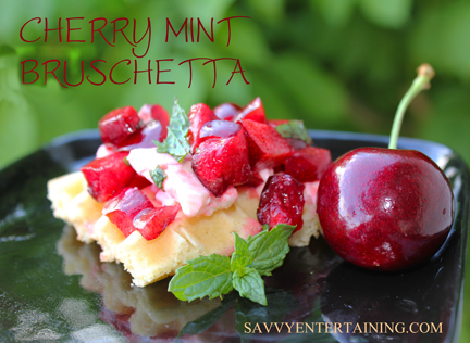 cherry bruschetta plated