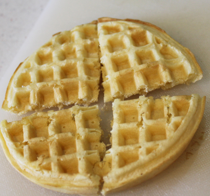 Quarter the waffle.