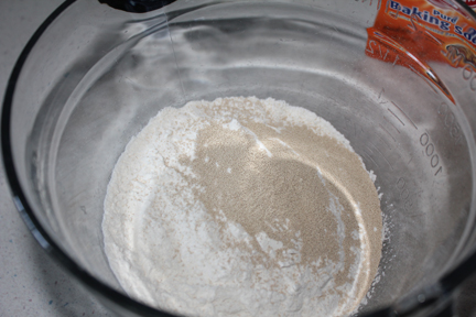 Mix flour and yeast together.