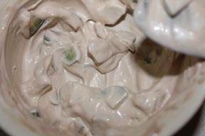 Cucumber sauce - make and set aside in the fridge while they meat cooks. You can also make it the previous night. Just cover tightly with plastic wrap and refrigerate until ready to use.