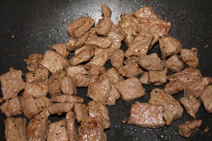 It didn't take long for the meat to brown or the delicious scent to cause us to anxiously begin assembling the gyros.