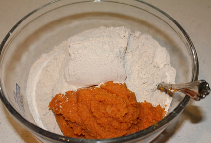 Mix a can of pumpkin with a spice cake mix.
