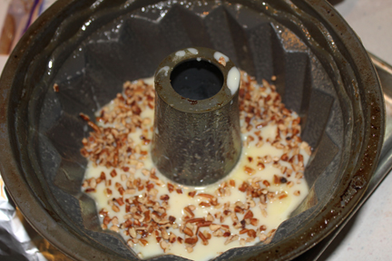 Sprinkle pecans over milk.