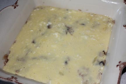 Combine cream cheese with egg (and sugar if desired). Pour over crust.