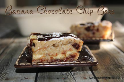 Banana Chocolate Chip Bars plated